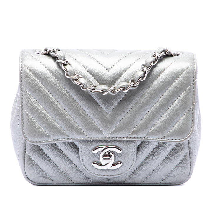 Chanel Mini Square Classic Chevron Caviar Simple rabat