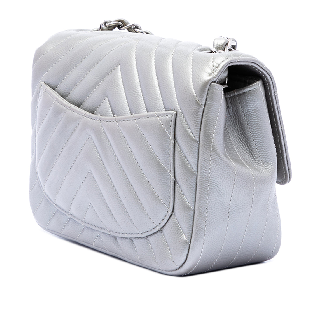 Chanel Mini Square Classic Chevron Caviar Simple rabat