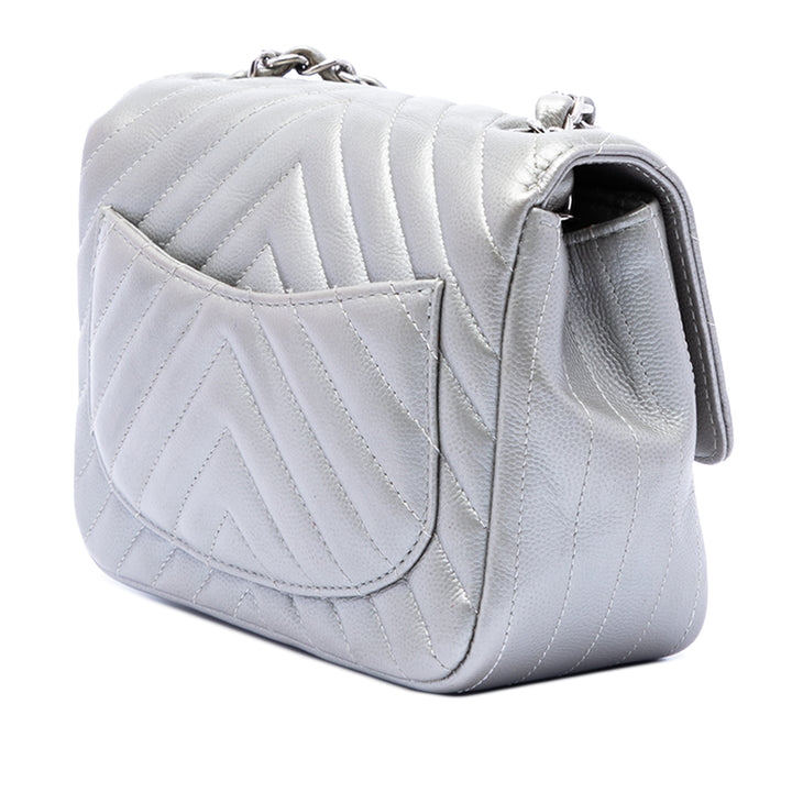 Chanel Mini Square Classic Chevron Caviar Simple rabat