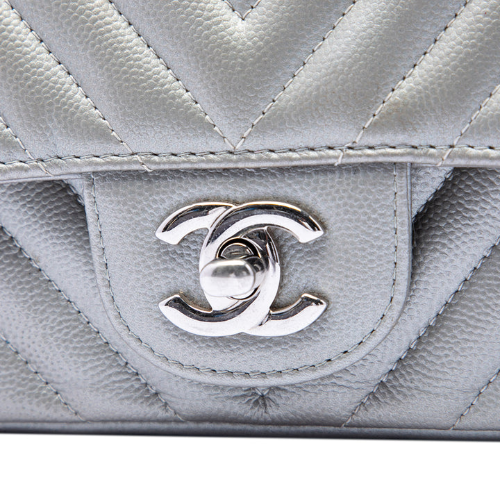 Chanel Mini Square Classic Chevron Caviar Simple rabat