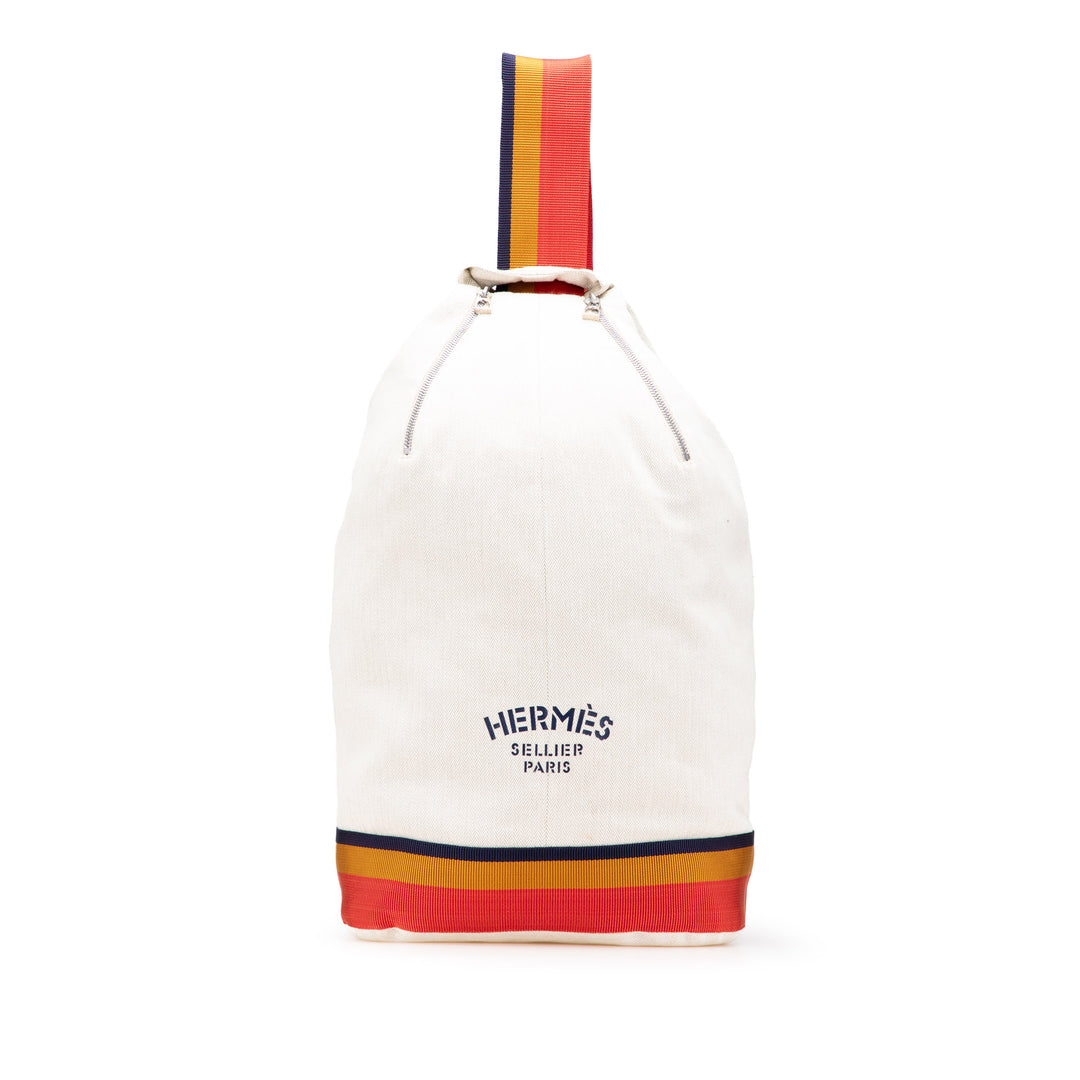 Toile Chevron Cavalier Sling Bag White - Gaby Paris