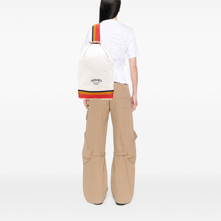 Toile Chevron Cavalier Sling Bag White - Gaby Paris