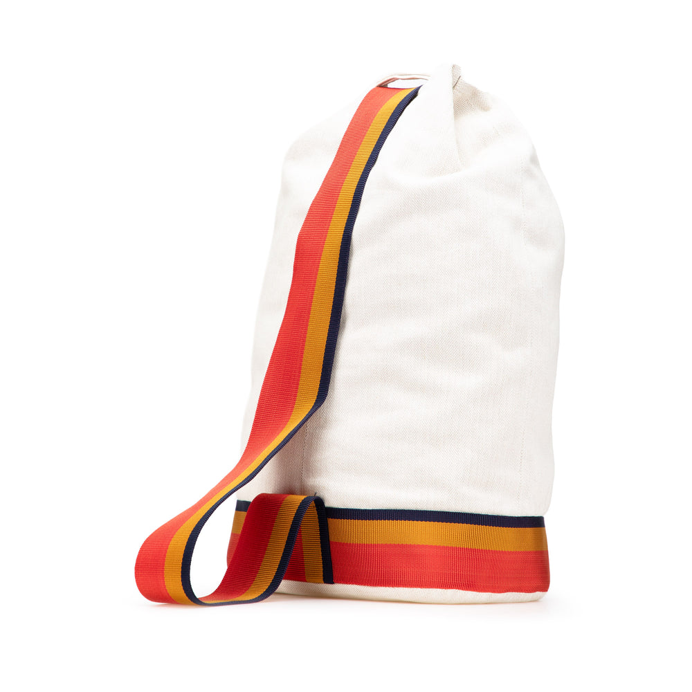 Toile Chevron Cavalier Sling Bag White - Gaby Paris