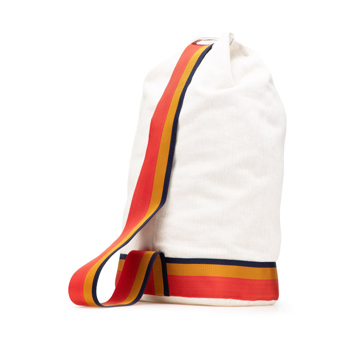 Toile Chevron Cavalier Sling Bag White - Gaby Paris