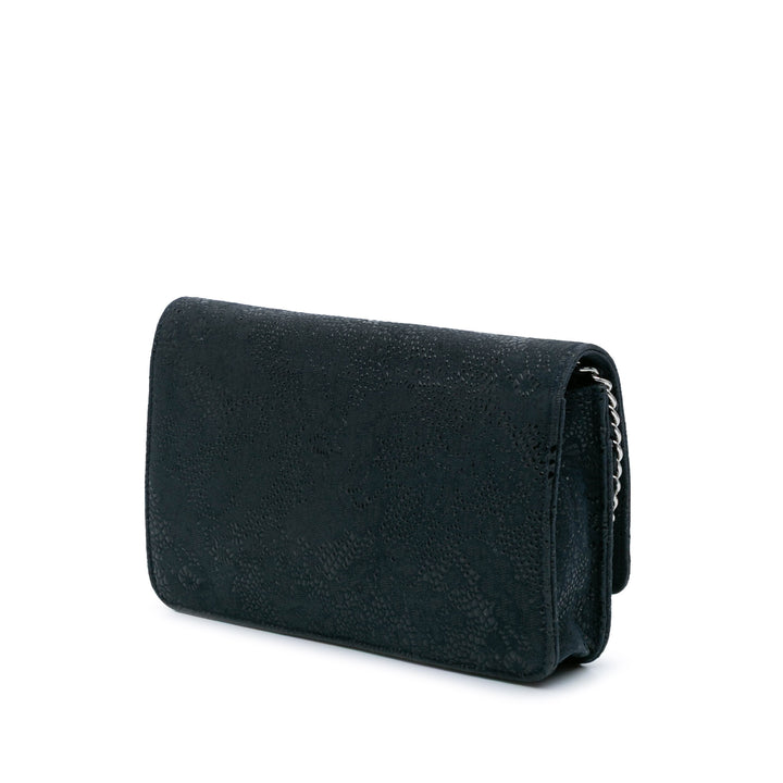 Lace Overlay Goatskin Wallet On Chain Blue - Gaby Paris