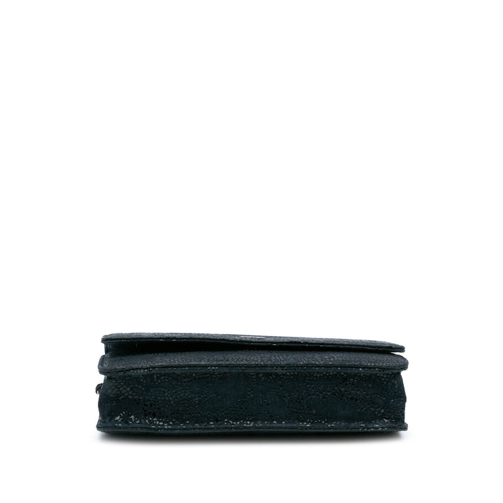 Lace Overlay Goatskin Wallet On Chain Blue - Gaby Paris