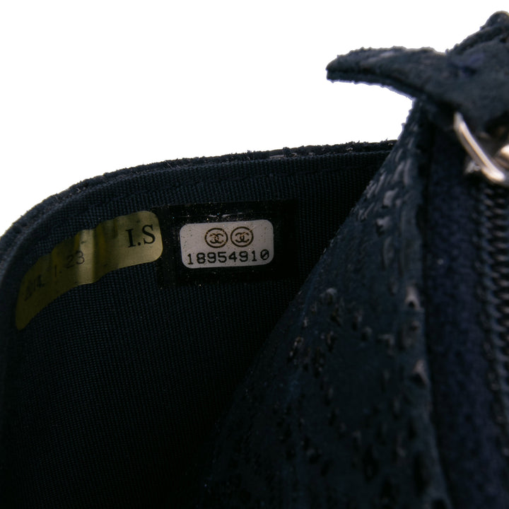 Lace Overlay Goatskin Wallet On Chain Blue - Gaby Paris