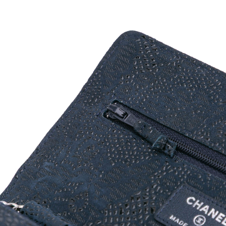 Lace Overlay Goatskin Wallet On Chain Blue - Gaby Paris