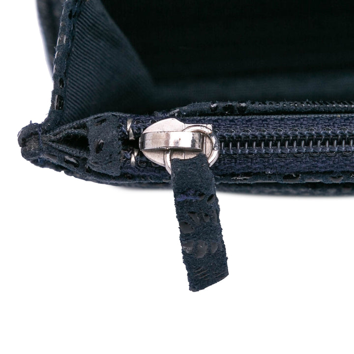 Lace Overlay Goatskin Wallet On Chain Blue - Gaby Paris