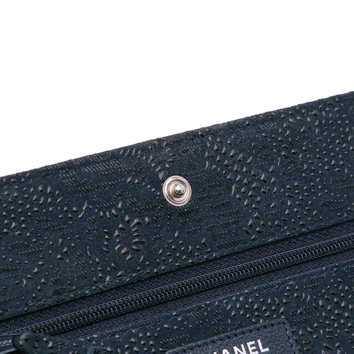Lace Overlay Goatskin Wallet On Chain Blue - Gaby Paris