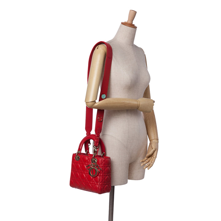 Small Lambskin Cannage My ABCDior Lady Dior Red - Gaby Paris