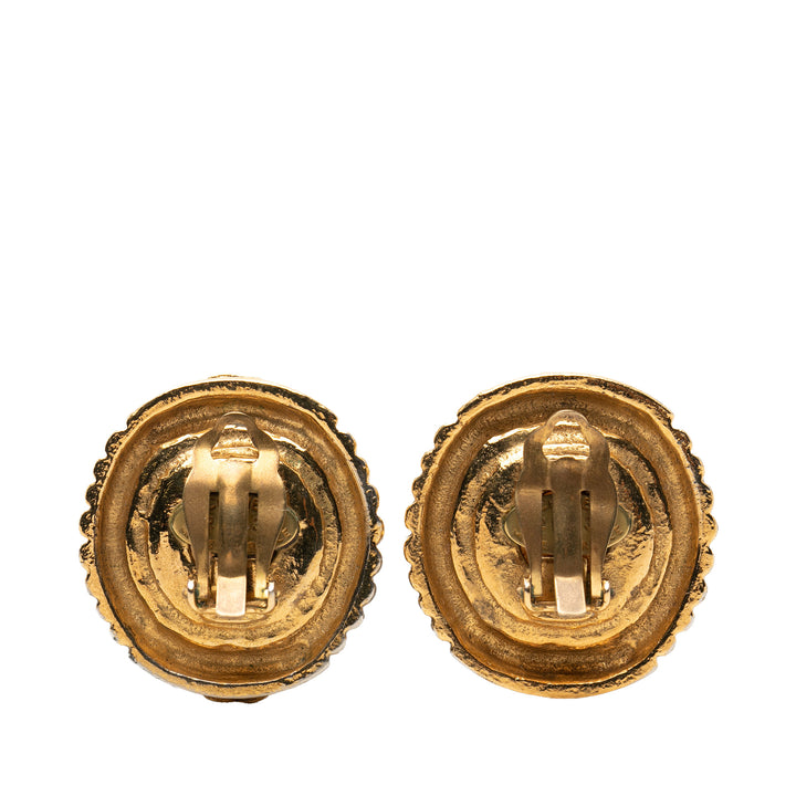 Chanel CC plaqué Perles fantaisie Rond Clip on Boucles d’oreilles