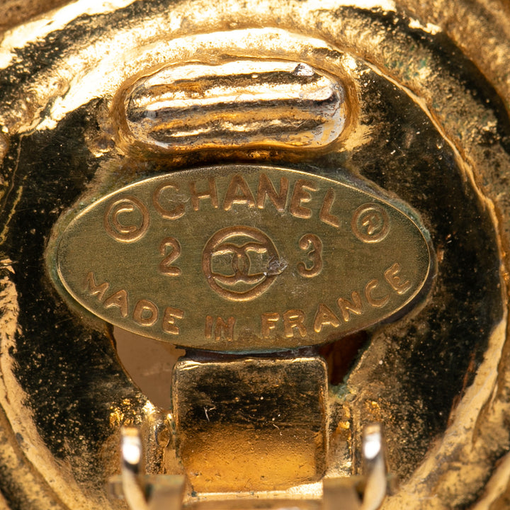 Chanel CC plaqué Perles fantaisie Rond Clip on Boucles d’oreilles