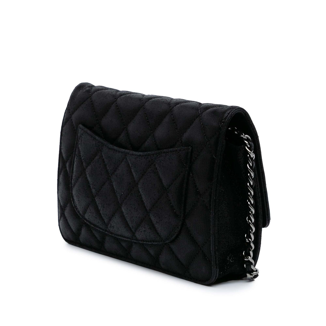 Iridescent Caviar Crystal CC Wallet On Chain Black - Gaby Paris