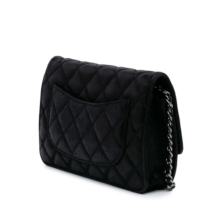 Iridescent Caviar Crystal CC Wallet On Chain Black - Gaby Paris
