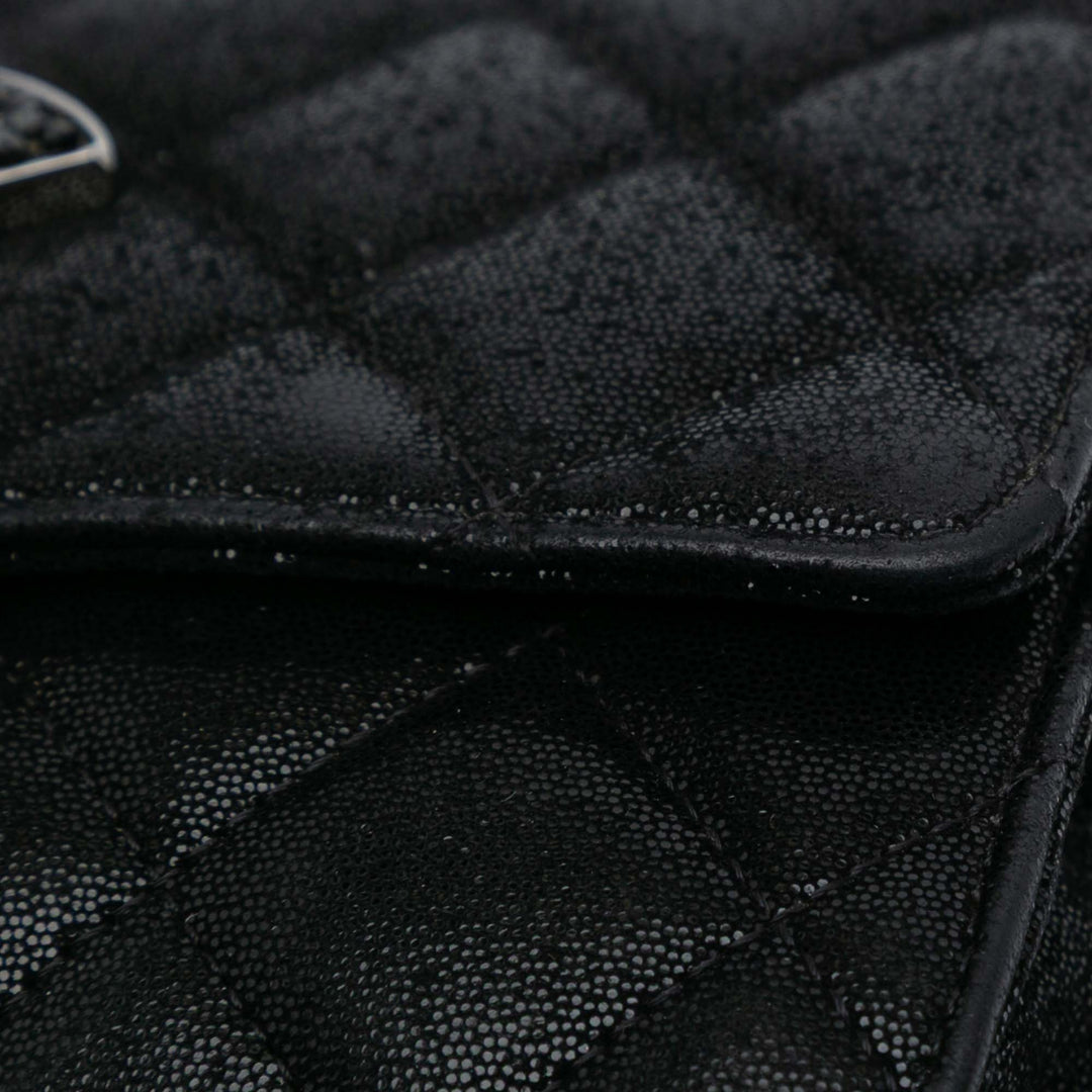 Iridescent Caviar Crystal CC Wallet On Chain Black - Gaby Paris