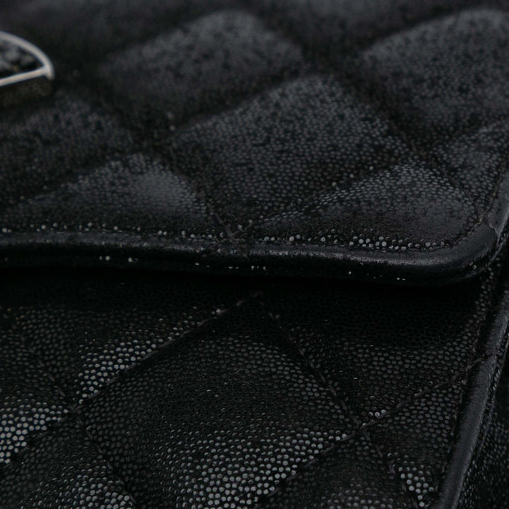 Iridescent Caviar Crystal CC Wallet On Chain Black - Gaby Paris