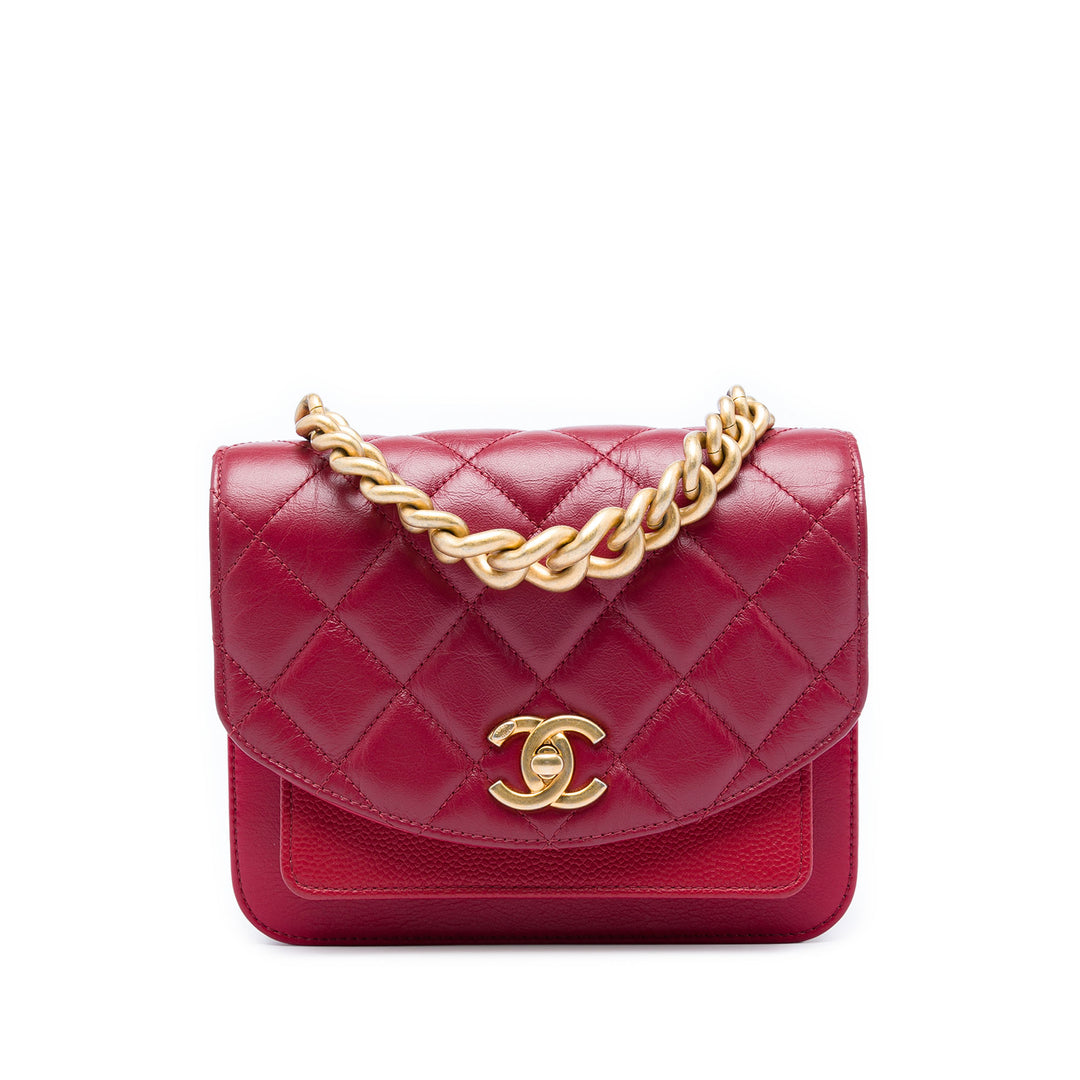 Chanel Mini Matelassé Cuir de veau et Caviar Chain Handle à rabat