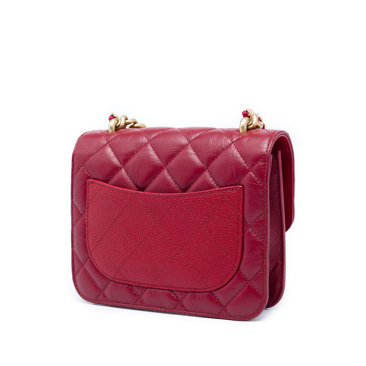 Chanel Mini Matelassé Cuir de veau et Caviar Chain Handle à rabat