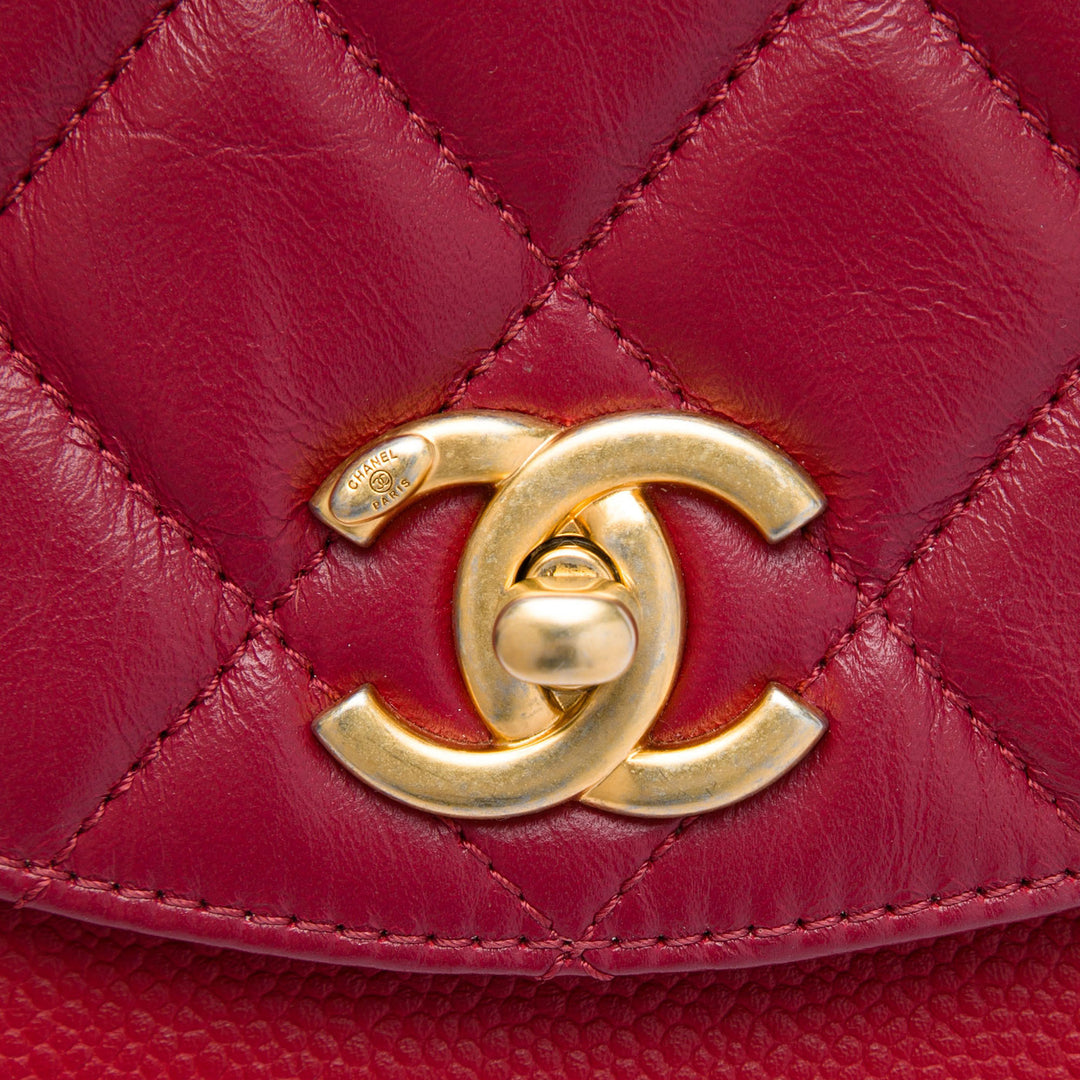 Chanel Mini Matelassé Cuir de veau et Caviar Chain Handle à rabat