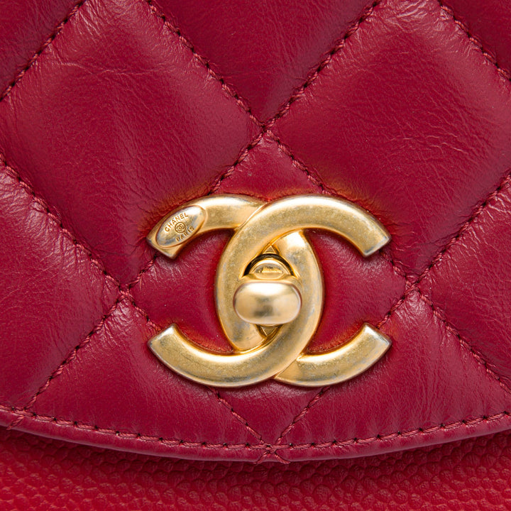 Chanel Mini Matelassé Cuir de veau et Caviar Chain Handle à rabat