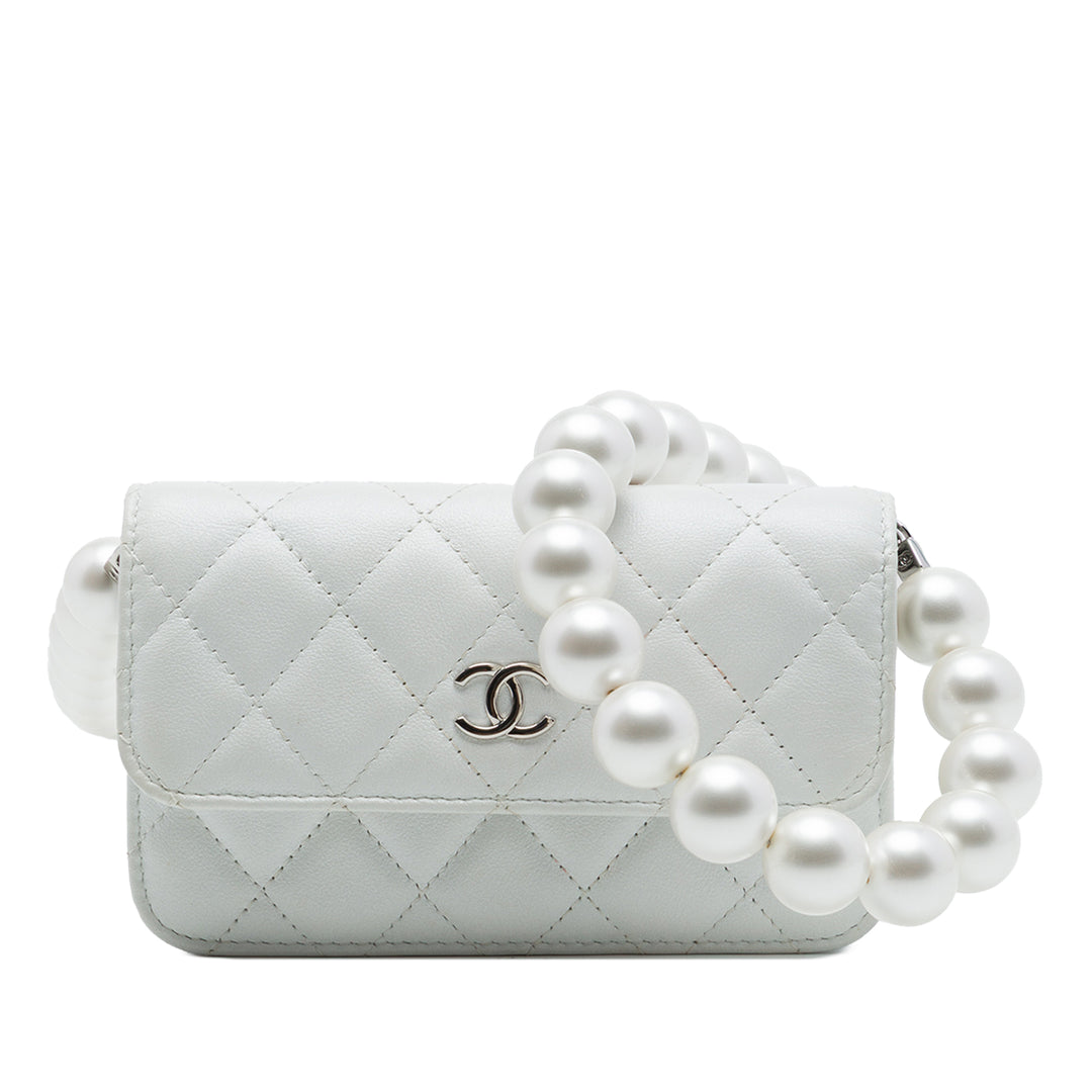 Chanel CC Matelassé Cuir d'agneau Maxi Perle Chain Strap