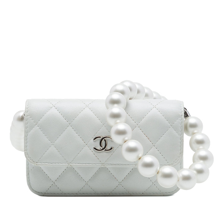 Chanel CC Matelassé Cuir d'agneau Maxi Perle Chain Strap