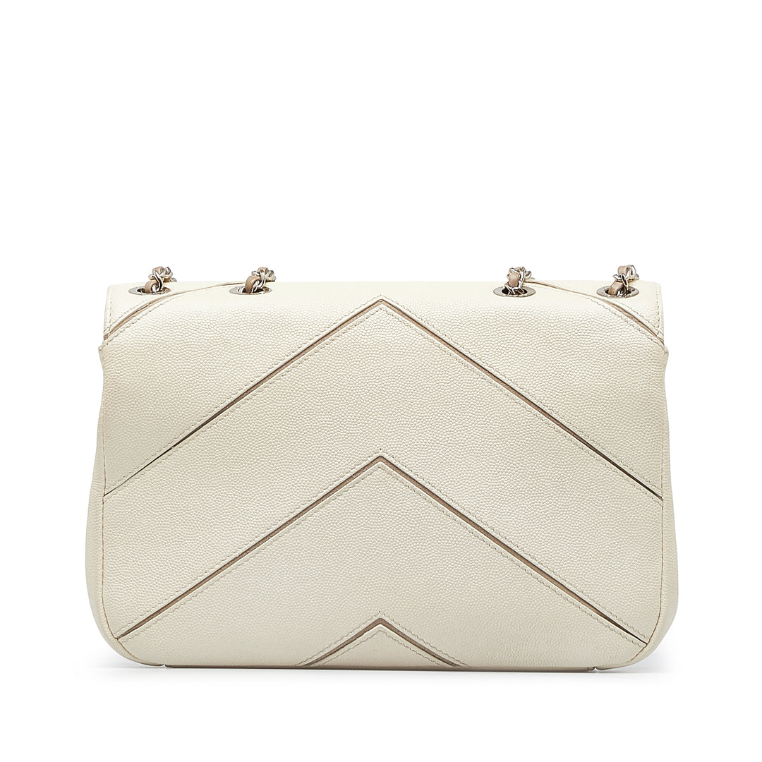 Caviar Macro Chevron Flap White - Gaby Paris