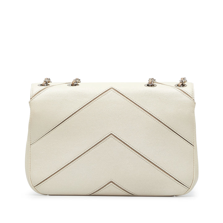 Caviar Macro Chevron Flap White - Gaby Paris