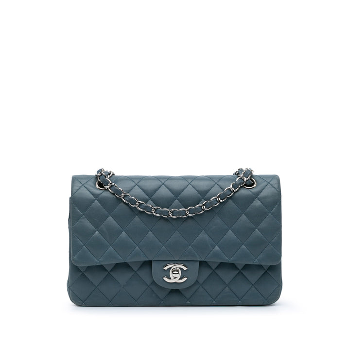 Medium Classic Lambskin Double Flap Blue - Gaby Paris