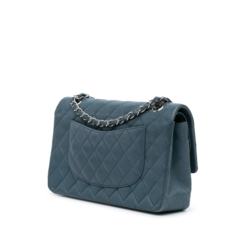 Medium Classic Lambskin Double Flap Blue - Gaby Paris