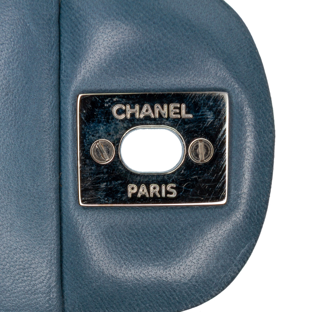 Medium Classic Lambskin Double Flap Blue - Gaby Paris