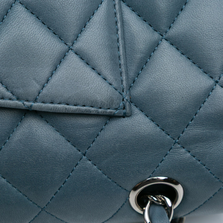 Medium Classic Lambskin Double Flap Blue - Gaby Paris