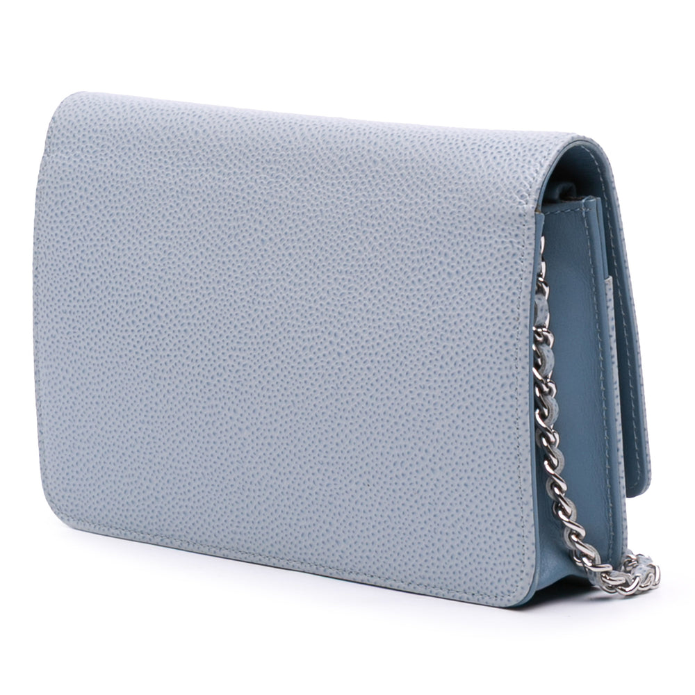 Chanel CC Wallet on Chain Cuir caviar Bleu – vue 2 – GABY PARIS