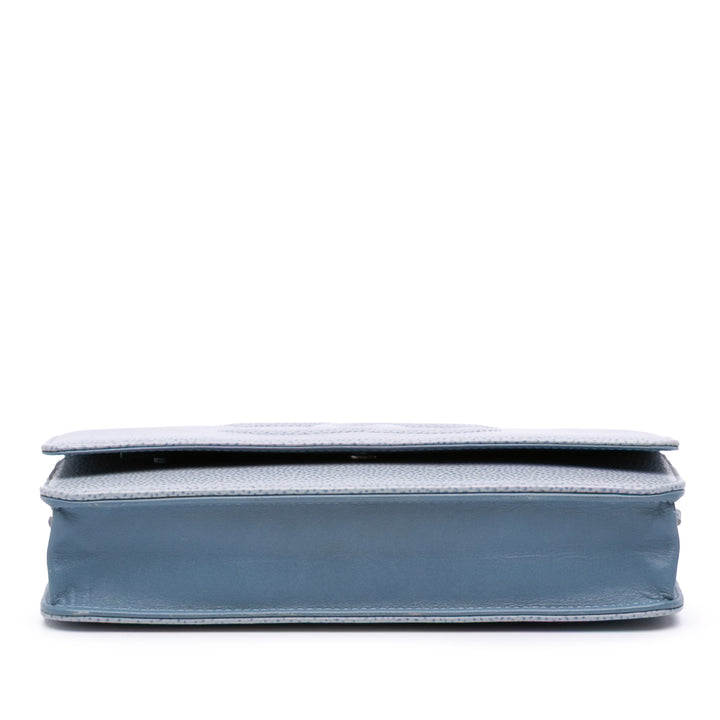 Chanel CC Wallet on Chain Cuir caviar Bleu – vue 3 – GABY PARIS