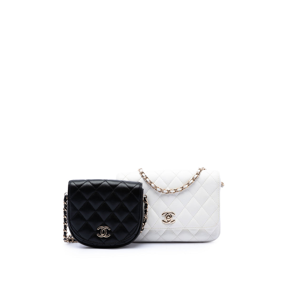 Chanel CC Matelassé Side Packs à rabat Cuir d'agneau