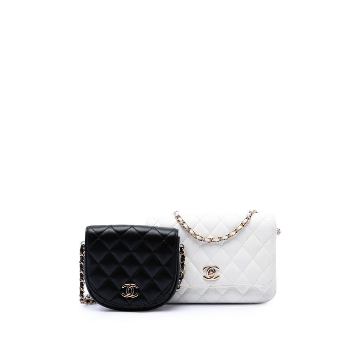 Chanel CC Matelassé Side Packs à rabat Cuir d'agneau