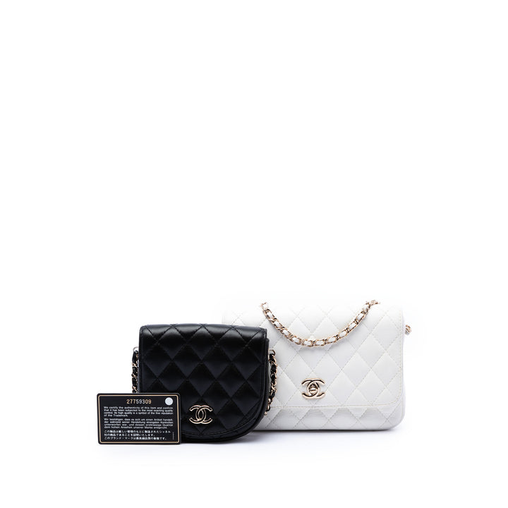 Chanel CC Matelassé Side Packs à rabat Cuir d'agneau