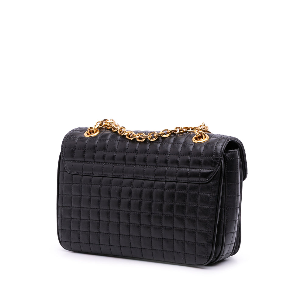 Medium Quilted Calfskin C Bag Black - Gaby Paris
