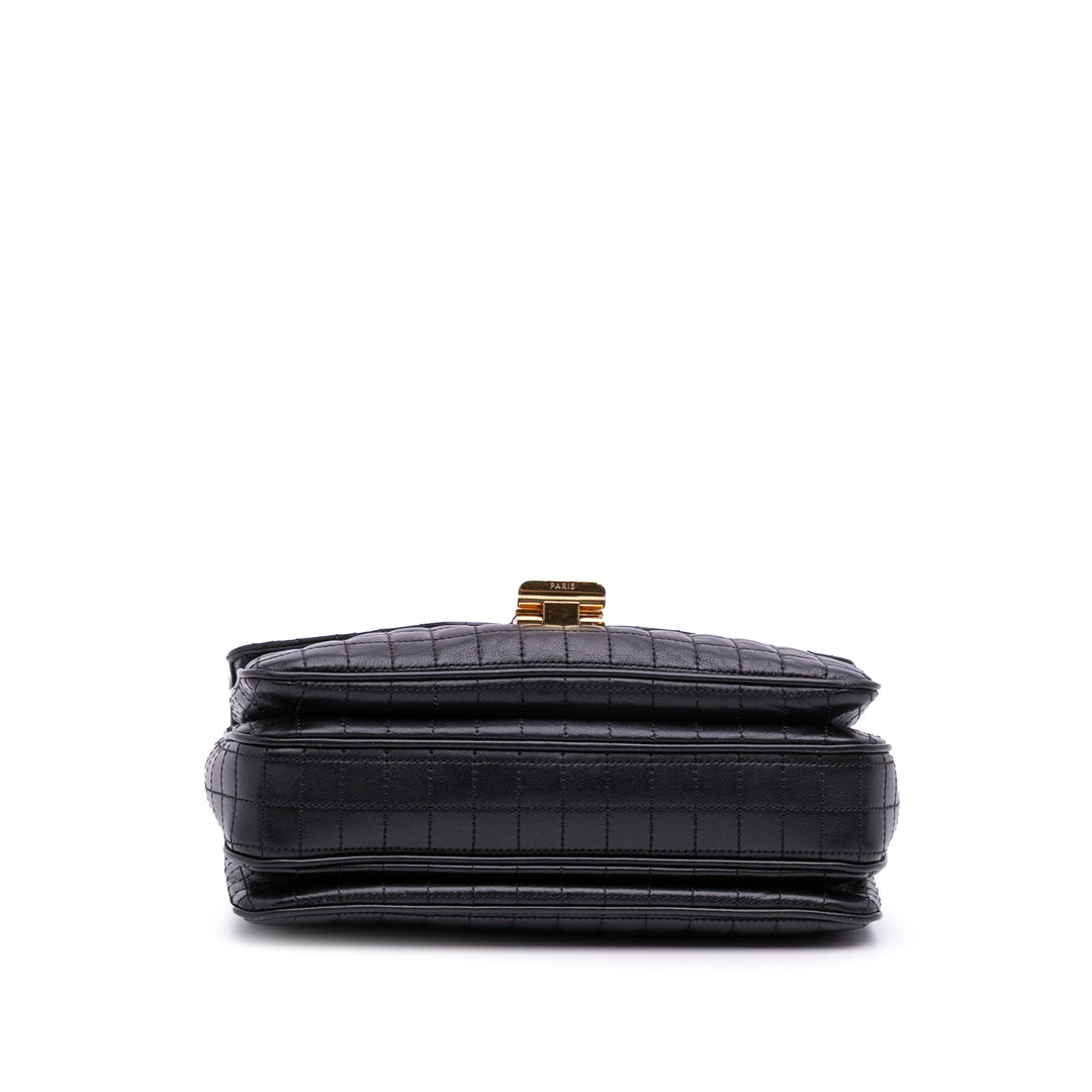Medium Quilted Calfskin C Bag Black - Gaby Paris
