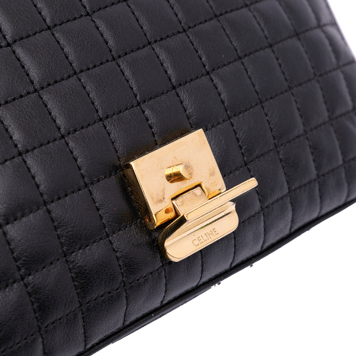 Medium Quilted Calfskin C Bag Black - Gaby Paris