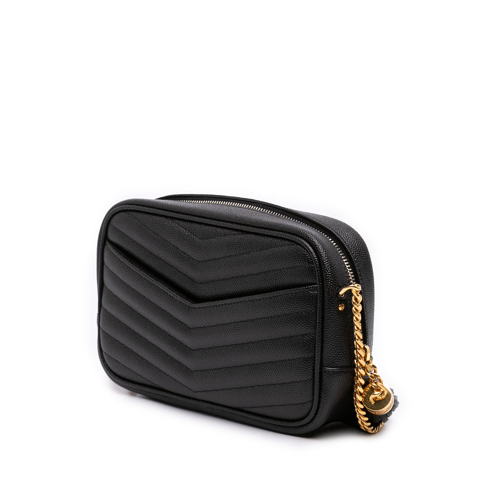 Saint Laurent Grain de Poudre Chevron Lou Sac caméra Mini Monogram Noir – vue 2 – GABY PARIS