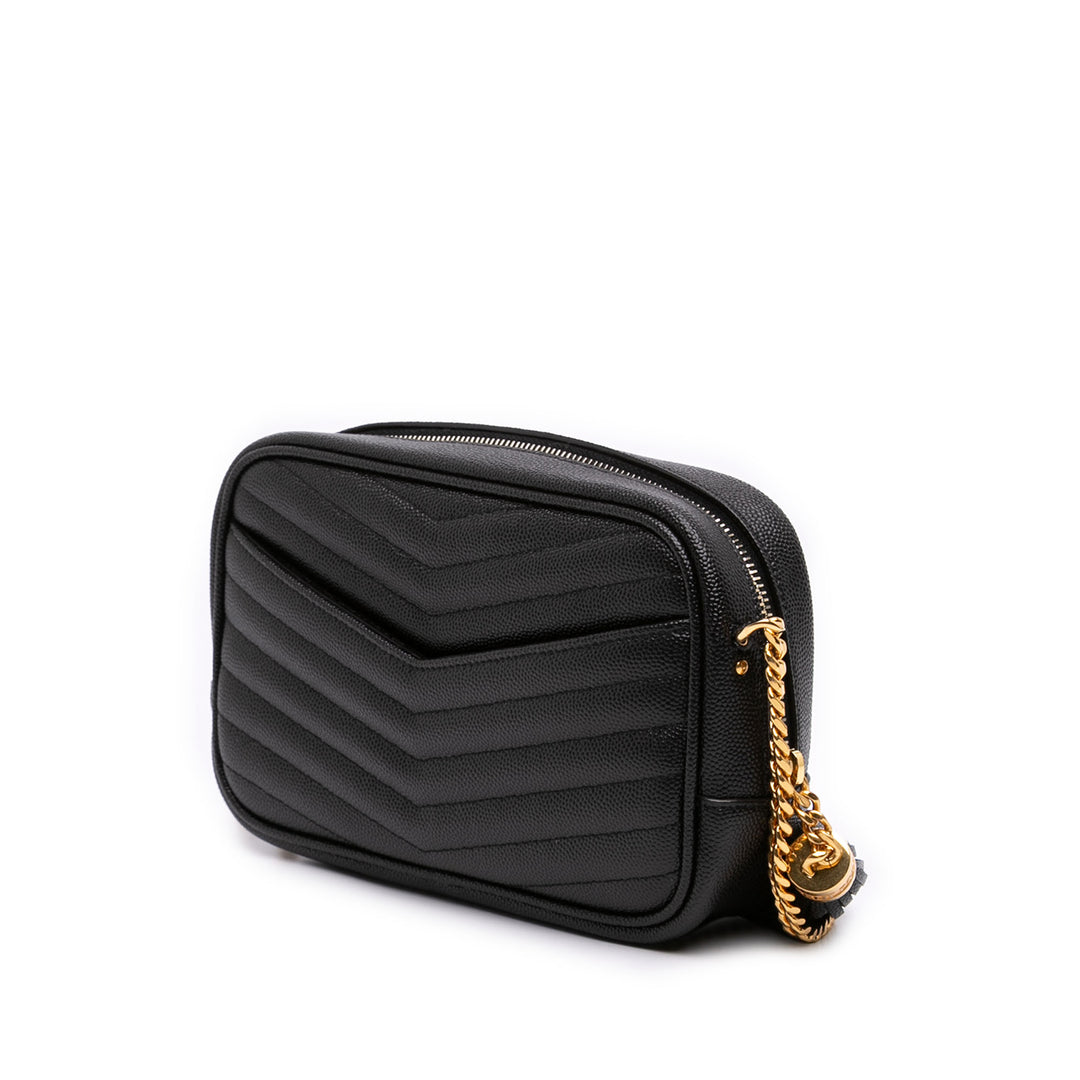 Saint Laurent Grain de Poudre Chevron Lou Sac caméra Mini Monogram Noir – vue 2 – GABY PARIS