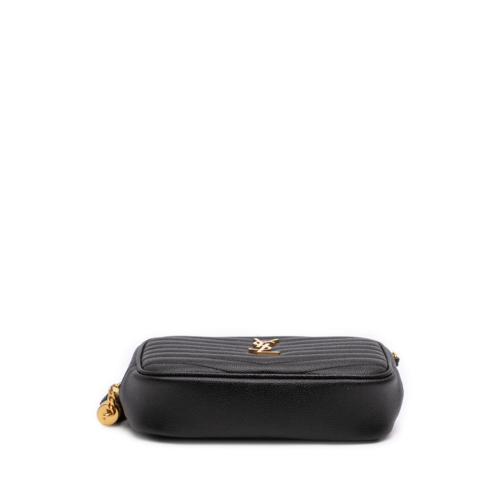 Saint Laurent Grain de Poudre Chevron Lou Sac caméra Mini Monogram Noir – vue 3 – GABY PARIS