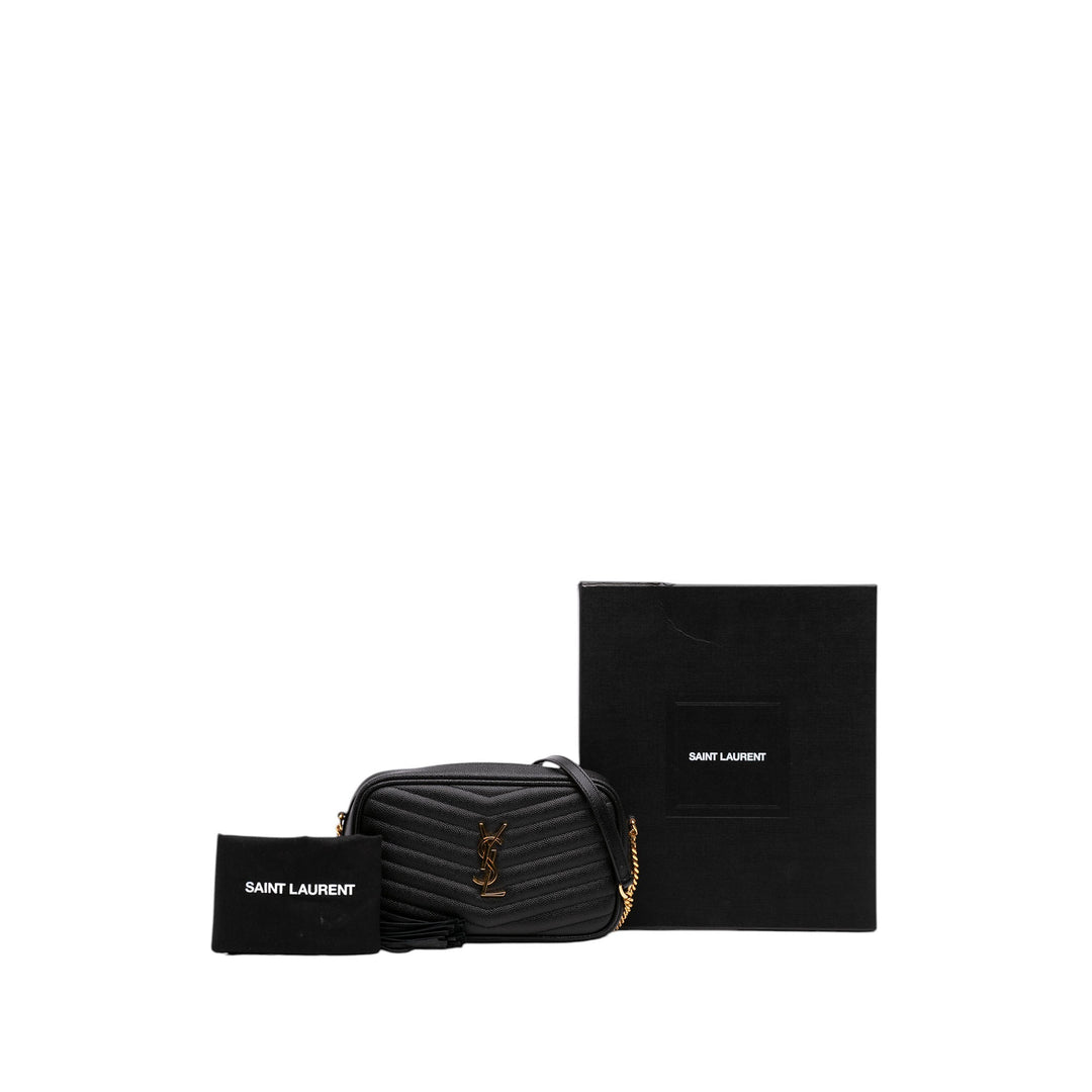 Saint Laurent Grain de Poudre Chevron Lou Sac caméra Mini Monogram Noir – vue 7 – GABY PARIS