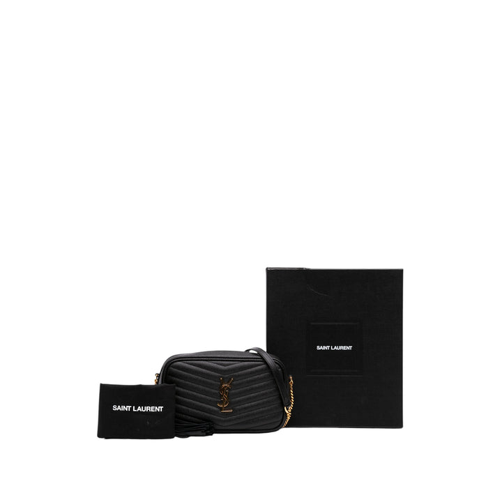 Saint Laurent Grain de Poudre Chevron Lou Sac caméra Mini Monogram Noir – vue 7 – GABY PARIS