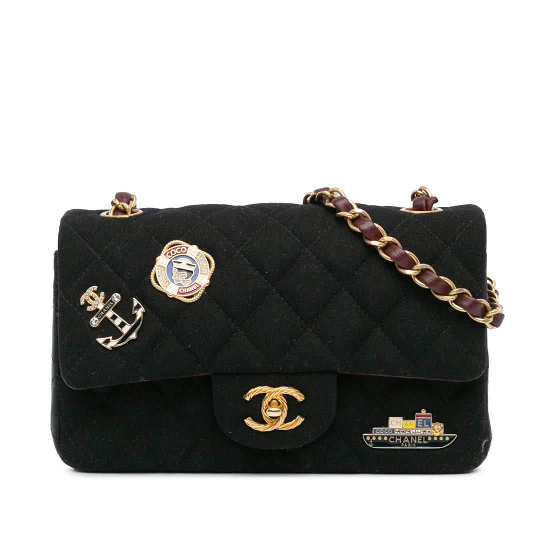 Paris Hamburg Small Classic Jersey Coco Sailor Double Flap Black - Gaby Paris