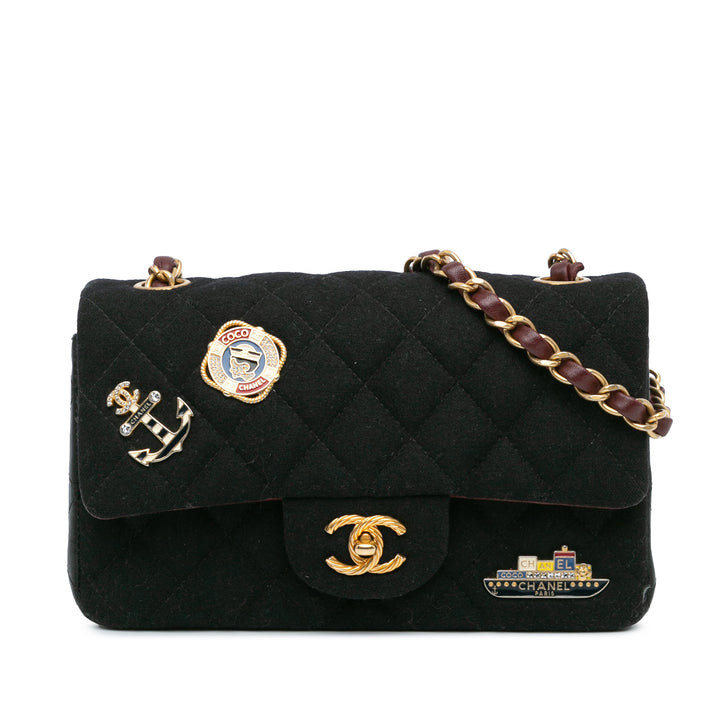 Paris Hamburg Small Classic Jersey Coco Sailor Double Flap Black - Gaby Paris