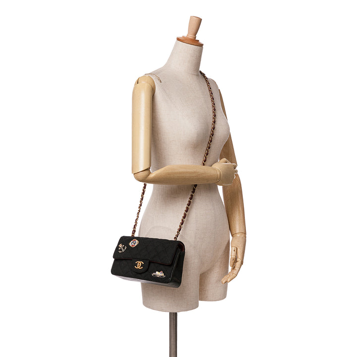 Paris Hamburg Small Classic Jersey Coco Sailor Double Flap Black - Gaby Paris
