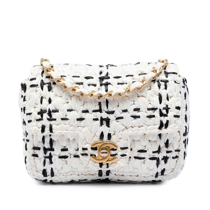 Chanel CC Mini Raffia Effect Tweed à rabat